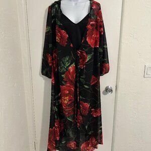 Iris Floral Hi Low Robe, & Tank Top Size Medium  34 Bust  Car1